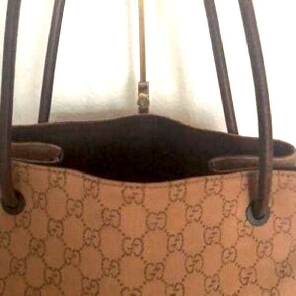 Gucci Tan GG Monogram Tote with Leather Accents - Picture 11 of 14